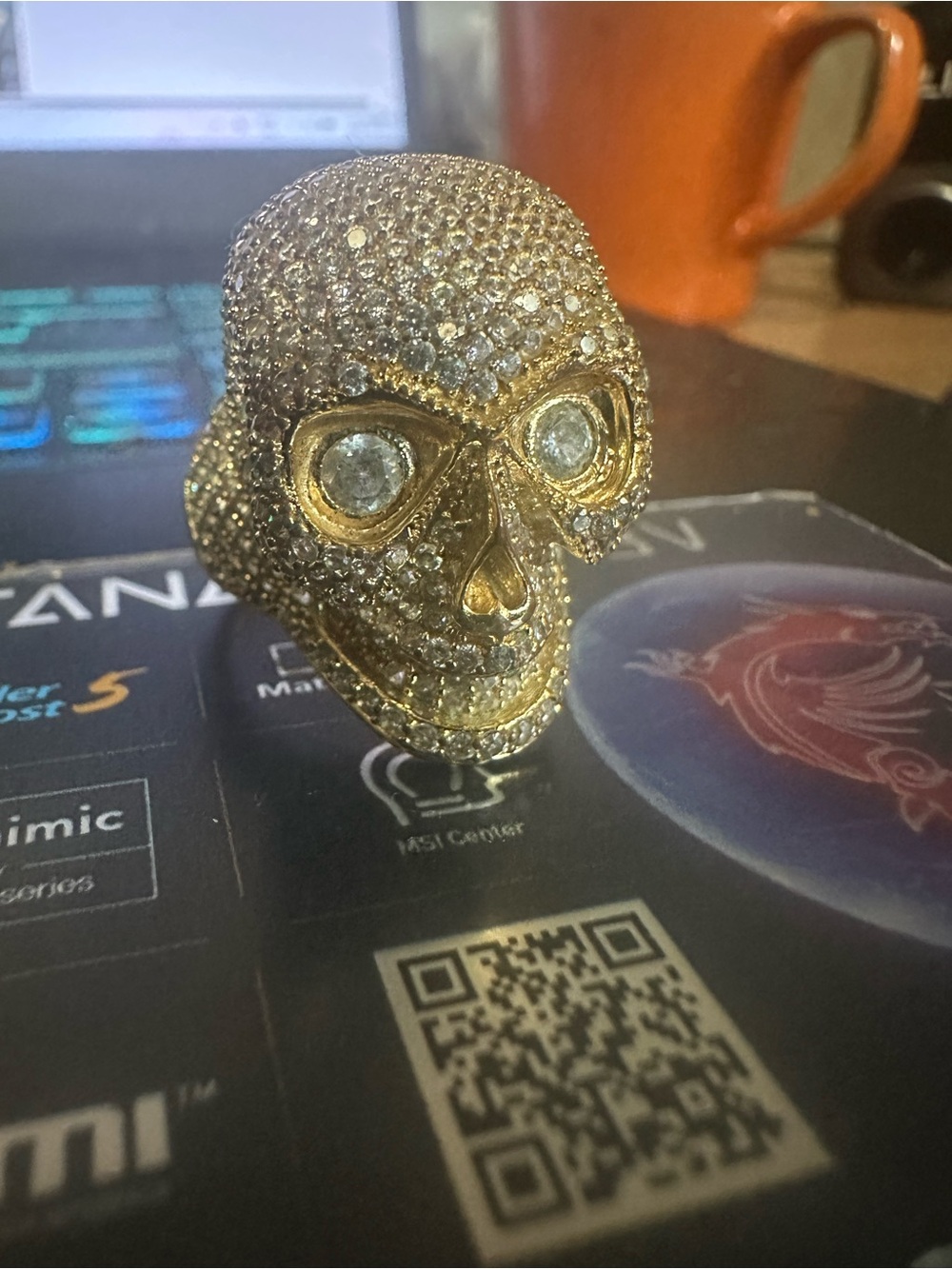Pave Crystal Skull Ring in Gold filled Men’s iced out